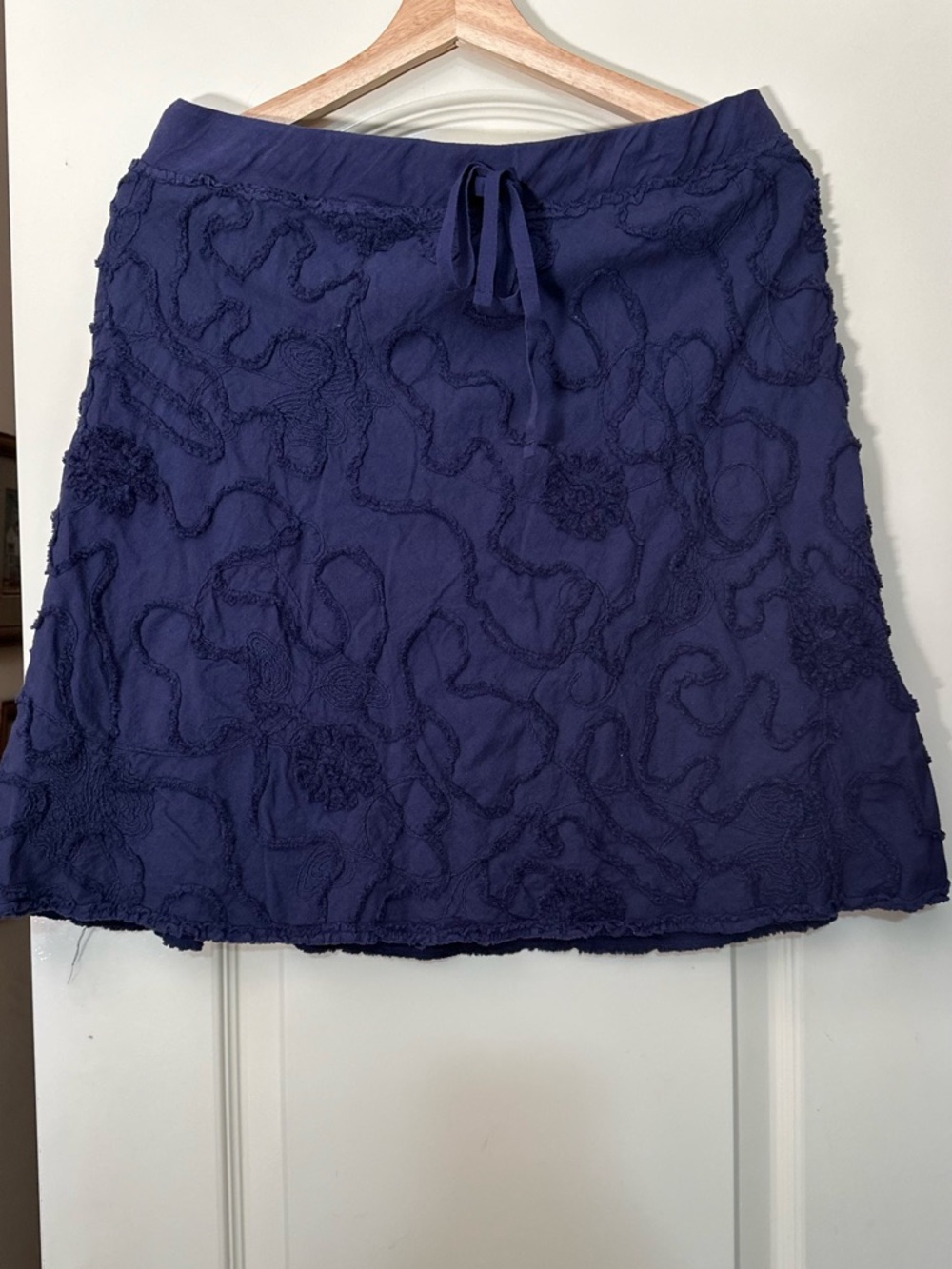 Max Studio Navy A-Line Textured Drawstring Skirt